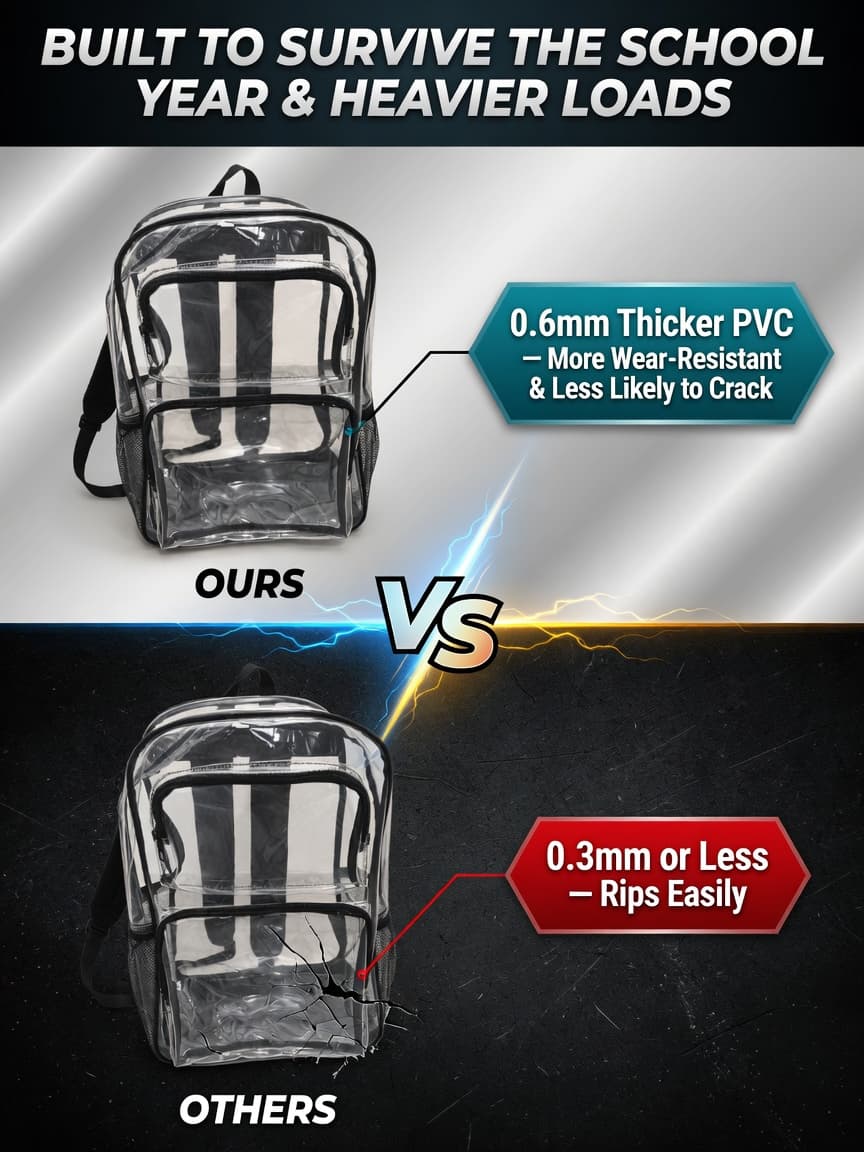 Built to last comparison — 0.6mm thicker PVC vs 0.3mm or less that rips easily